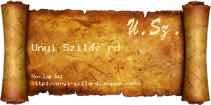 Unyi Szilárd névjegykártya